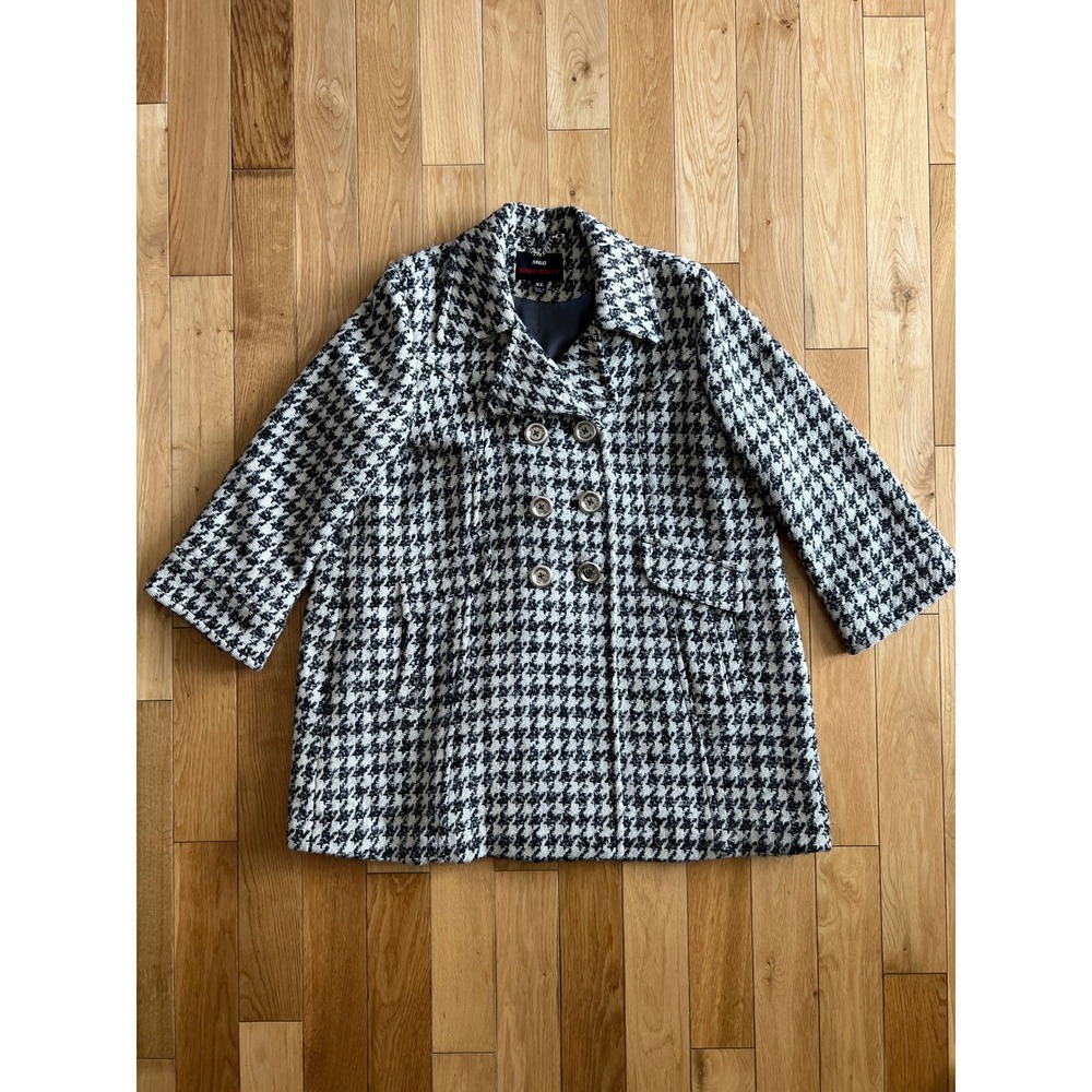 Miss Sixty M60 Vintage Y2K Houndstooth Wool Blend Double Breasted Coat Size XL
